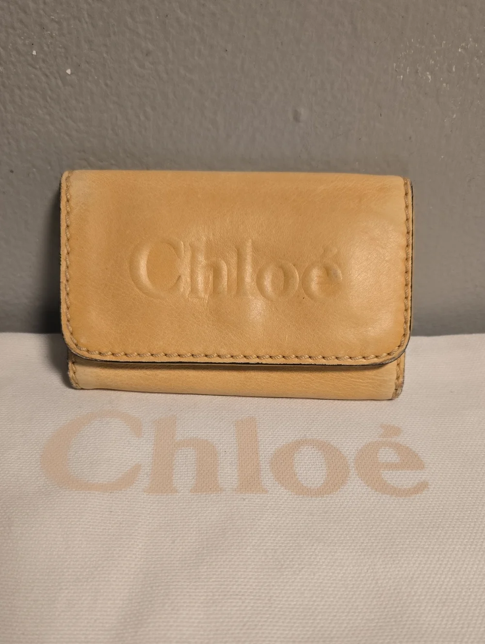 Chloé Tan Leather Card Wallet/Keycase
